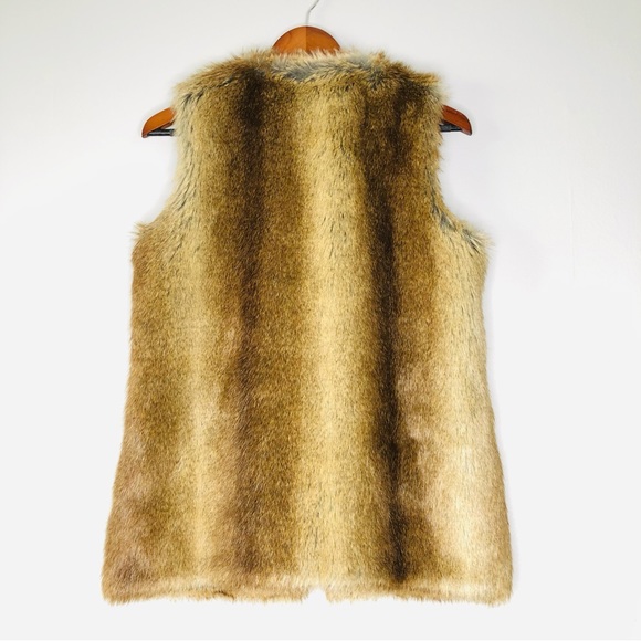 ZARA Trafaluc Outerwear Brown Faux Fur Vest Size S Mid-Length Jacket Sleeveless - Picture 7 of 8